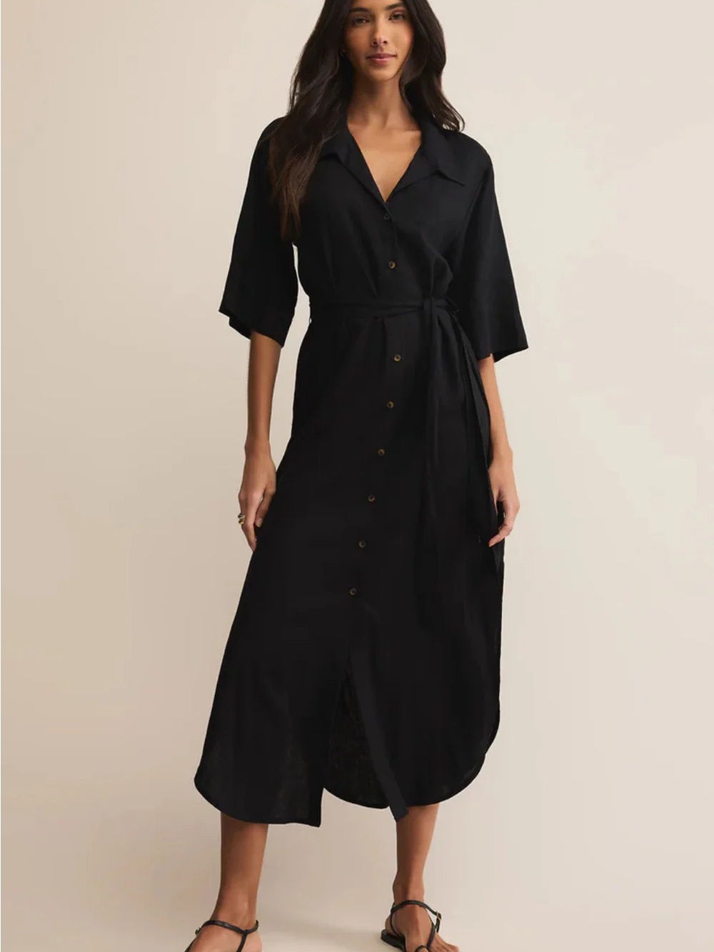 Zsupply linen button down midi dress